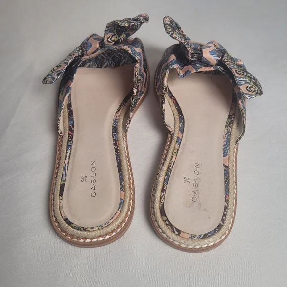 Caslon Boho Slipon Slide Sandal Bow Detail Hardsole Size 9.5M - Picture 4 of 8